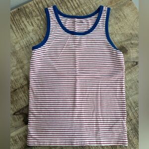 Striped Organic Cotton Tank Top with Blue Trim Nautical